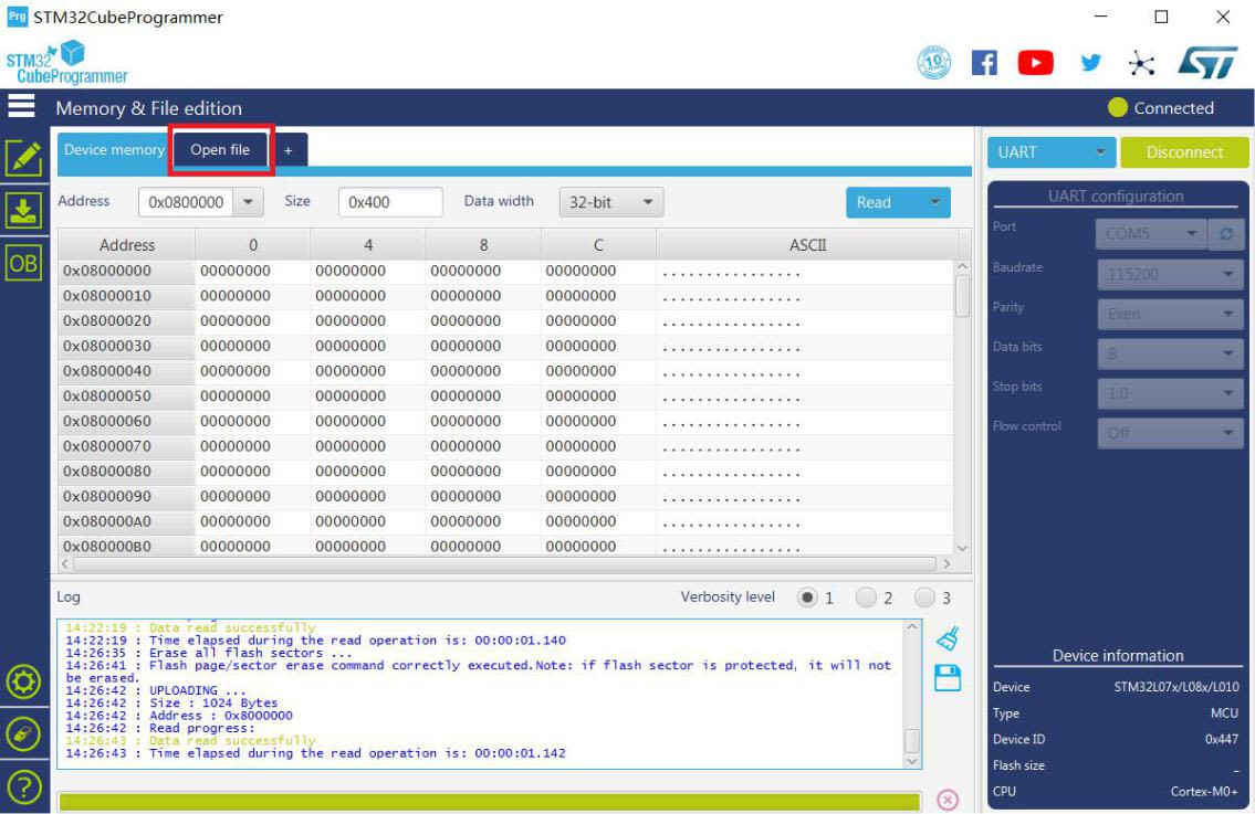 Figure 8: Opening the Bootloader File