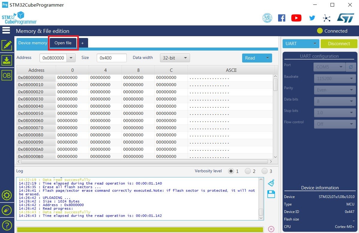 Figure 6: RAK7200 Bootloader Opening