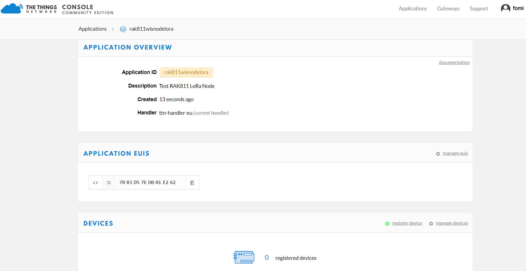 Figure 4: TTN Add Application