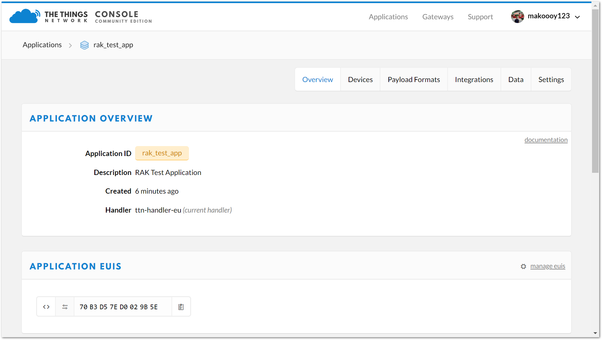 Figure 5: TTN Add Application