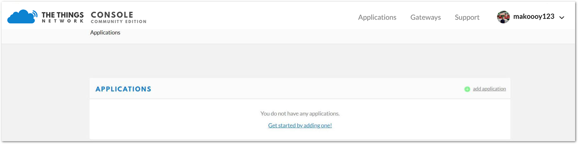 Figure 3: TTN Application Page