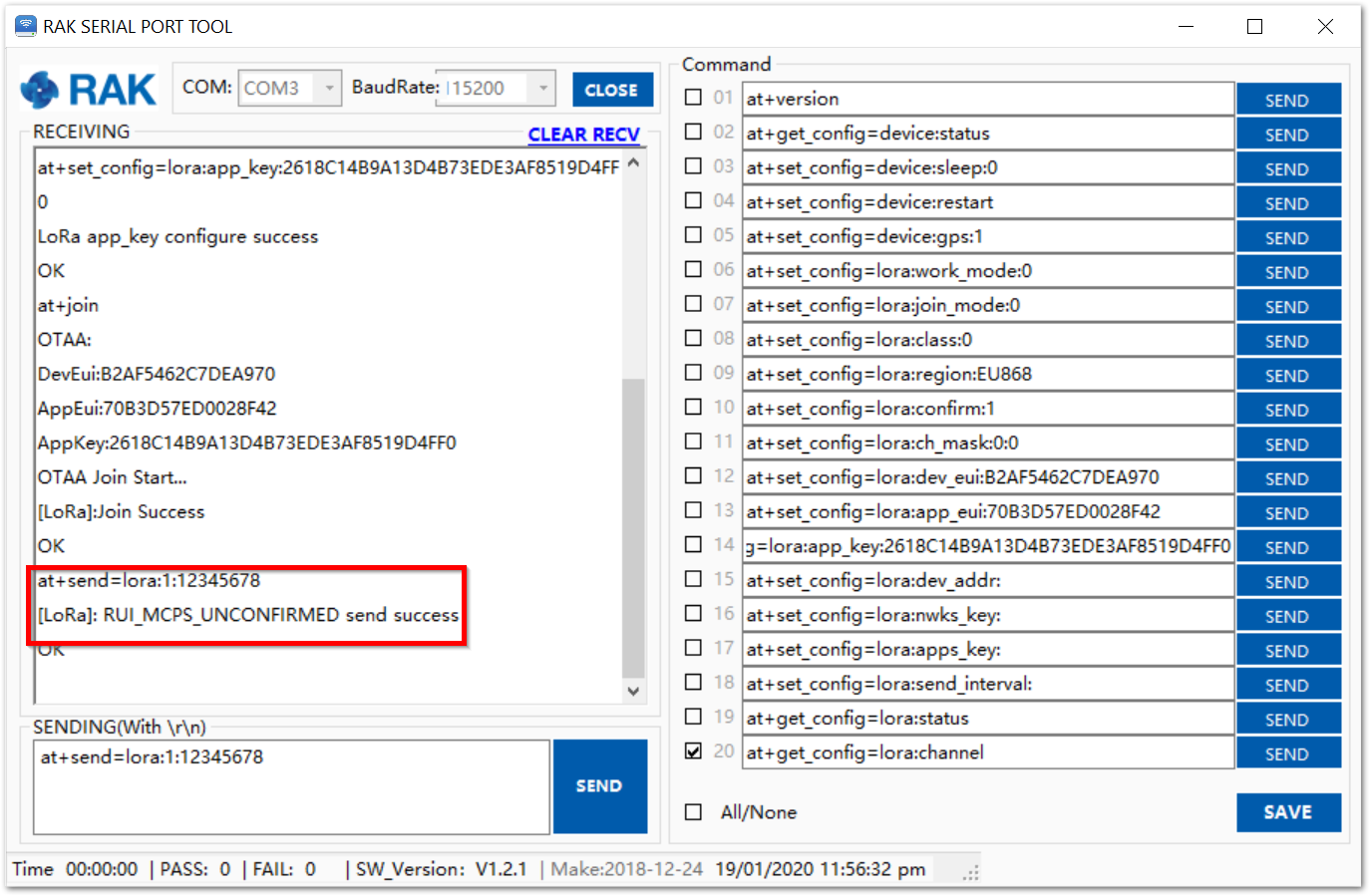 Figure 12: OOTA Sending Data