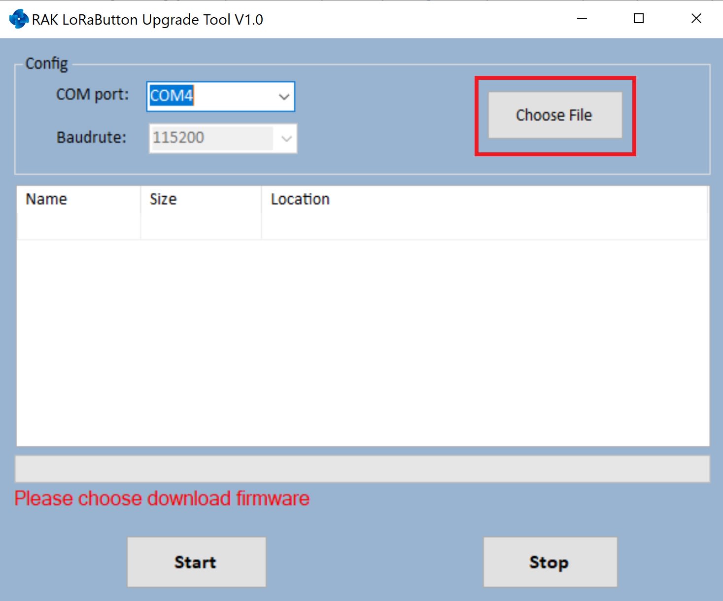 Figure 3: Choosing the Upgrade Firmware file