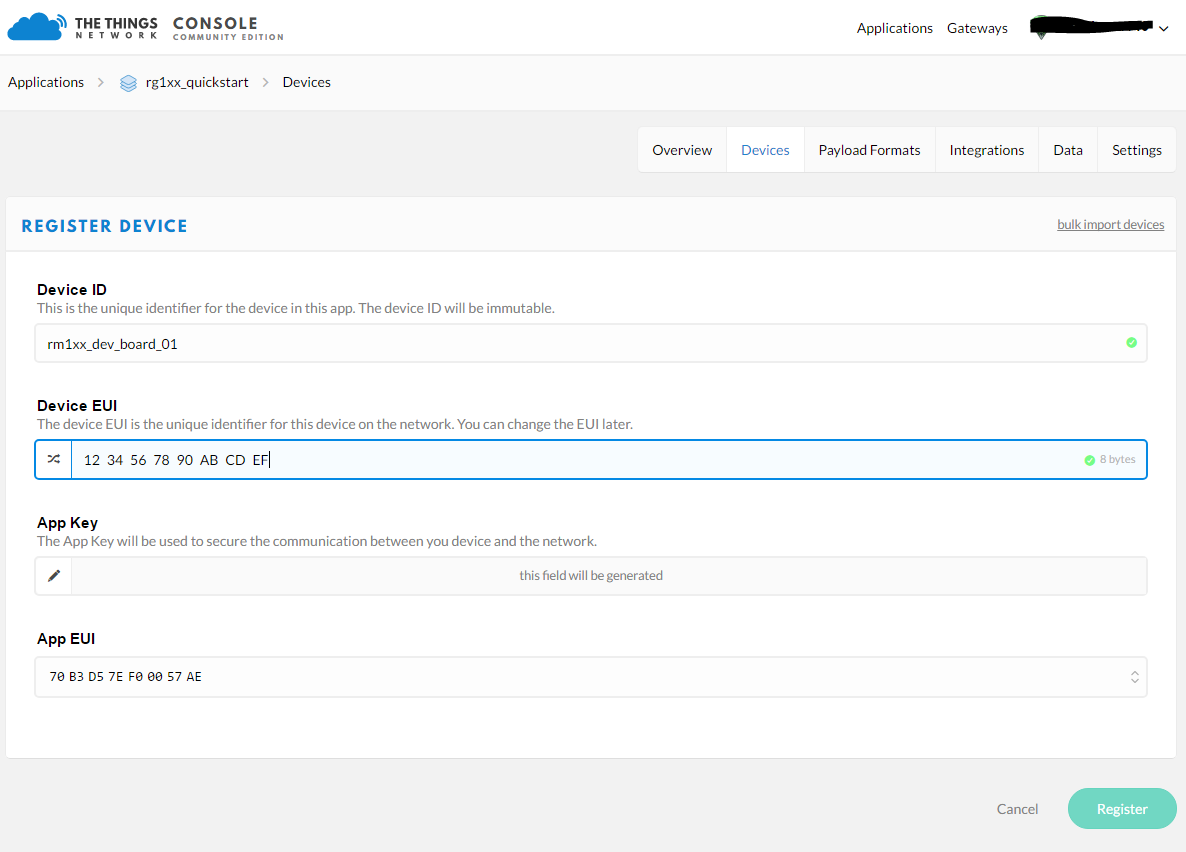 TTN Device Registration