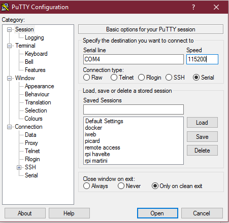 PuTTY Configuration