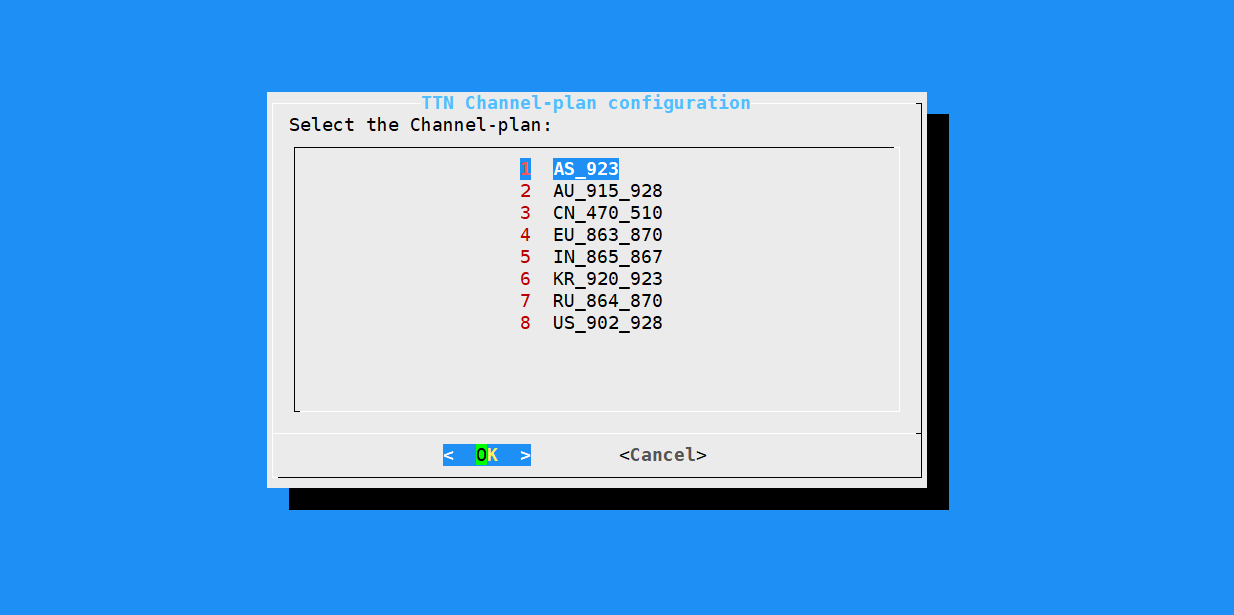 Figure 8: Selecting the TTN Channel Plan