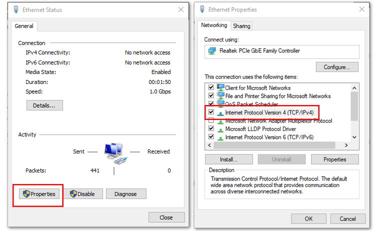 Figure 3: Ethernet Properties