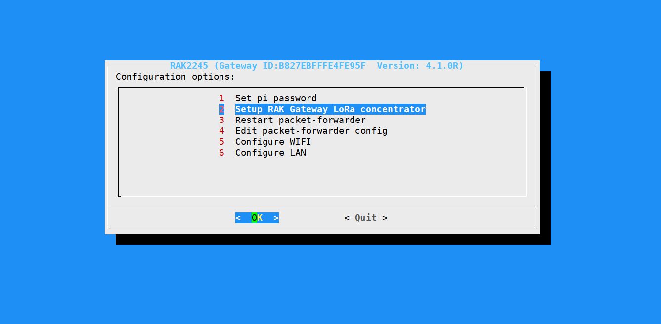 Figure 6: Choosing Setup RAK Gateway LoRa® concentrator