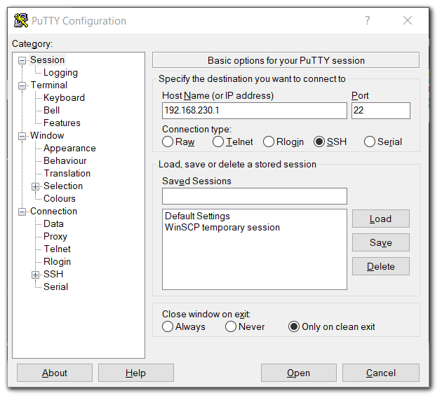Figure 5: Putty Software for SSH in Windows