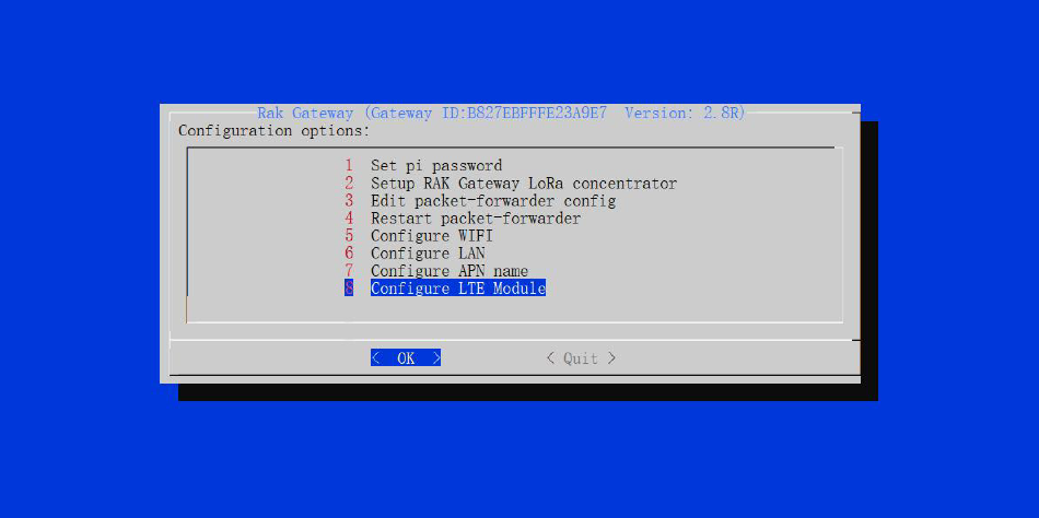 Figure 11: Configure LTE Module Option