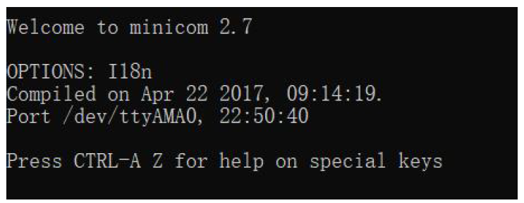 Figure 13: Minicom in the Serial Port Tool