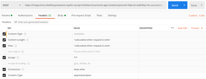 Postman limited headers