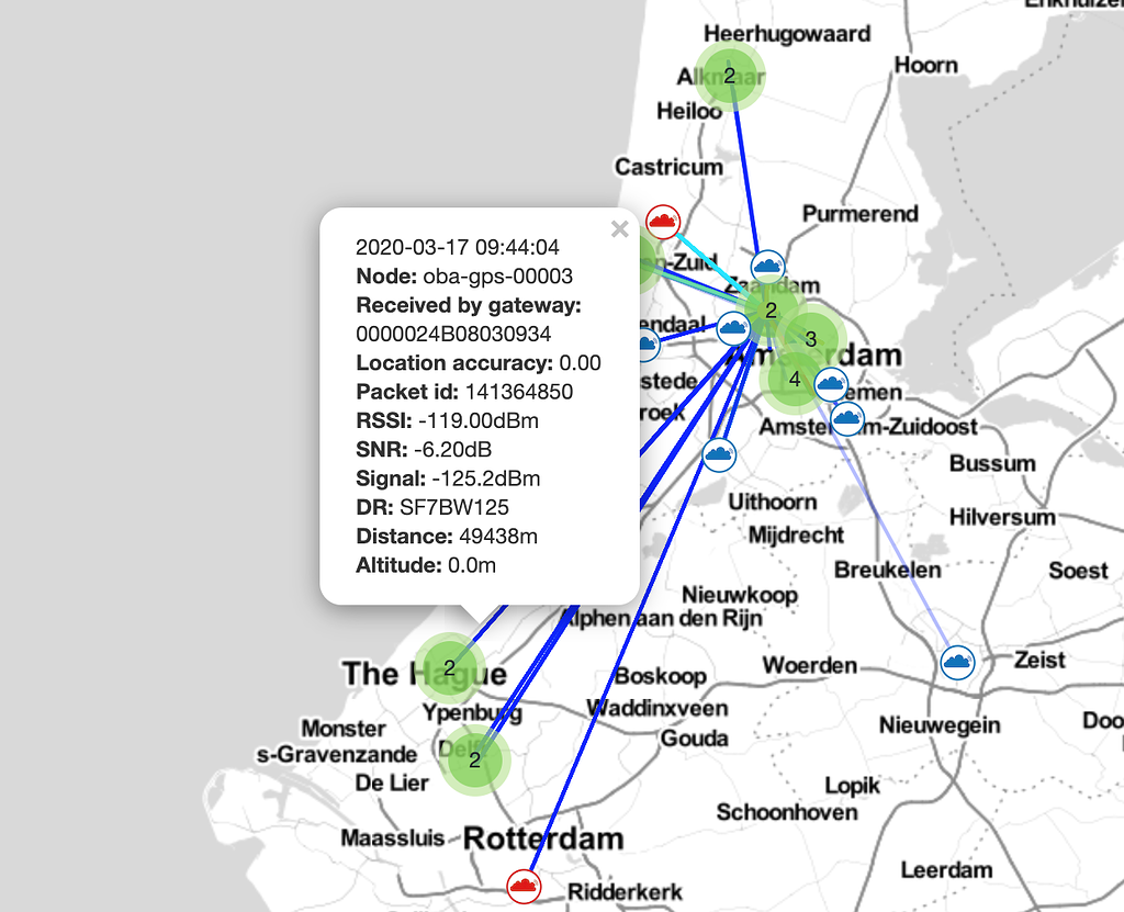 GPS/GNSS tracking nodes in the Port of Amsterdam on TTN Mapper End