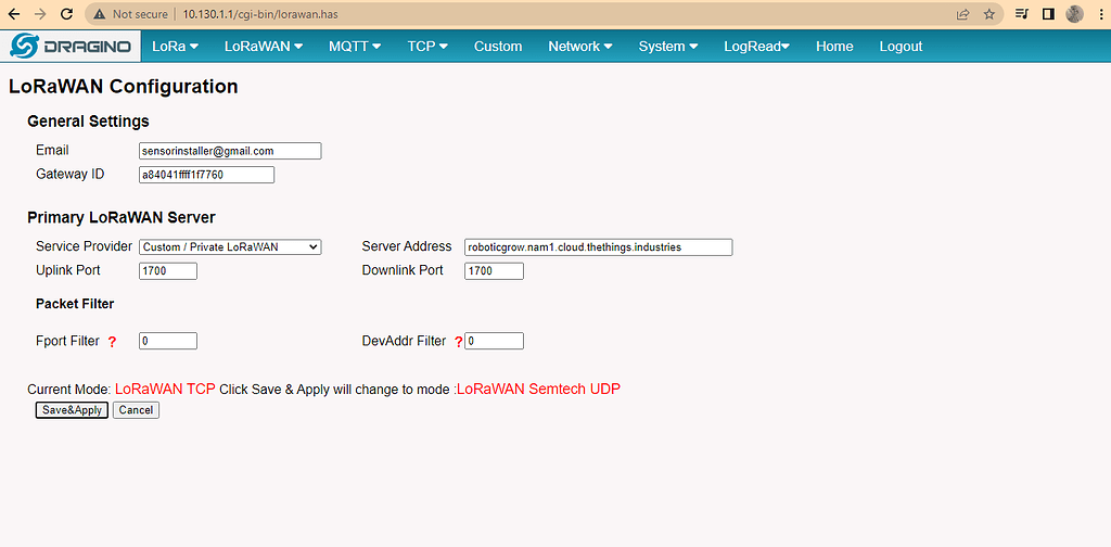 Why is my Gateway not activated in TTN? Dragino The Things Network