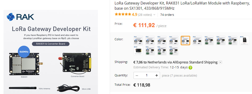 RAK831 with Raspberry Pi Converter Board