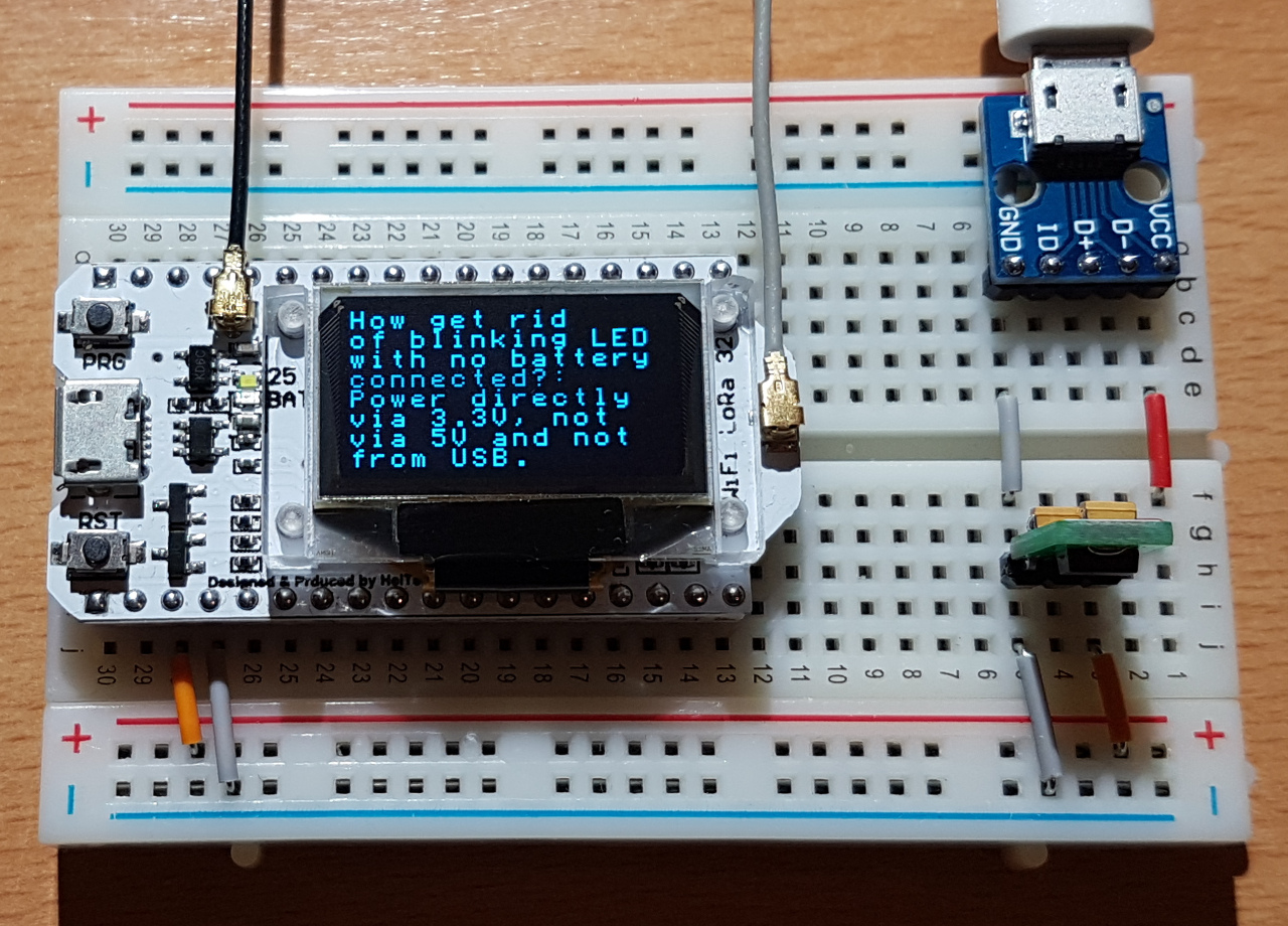 Heltec Wifi LoRa 32 - how switch off battery LED without battery