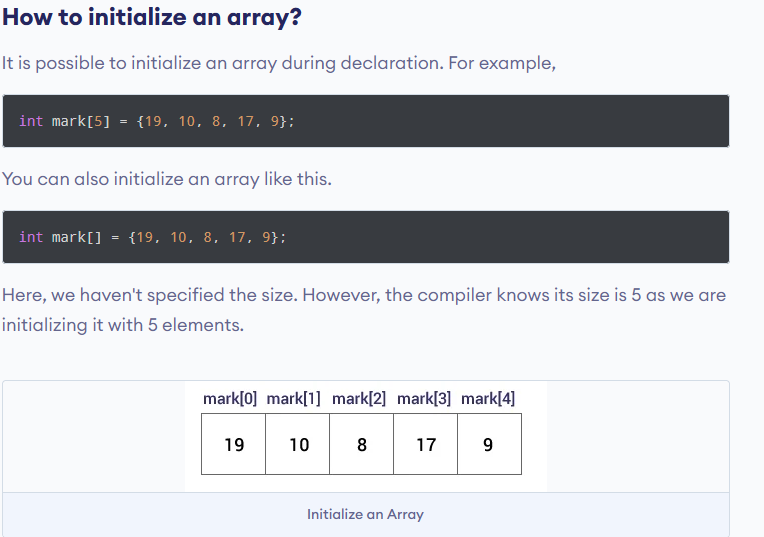 Initialise array