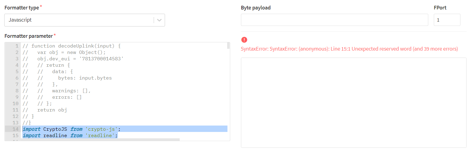 Import for payload decoder - The Things Network