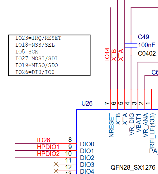 TTGO T3 V1.3 partial circuit diagram