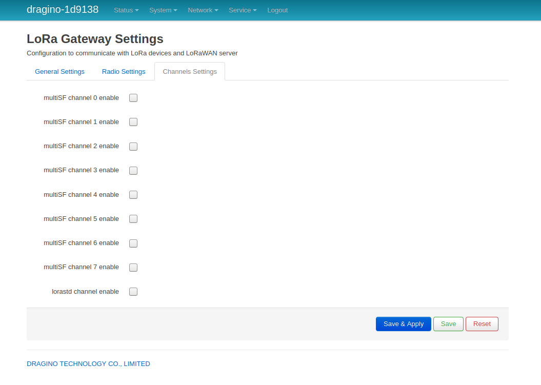 gateway channel settings