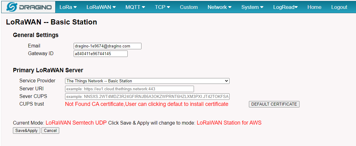 access gateway GUI