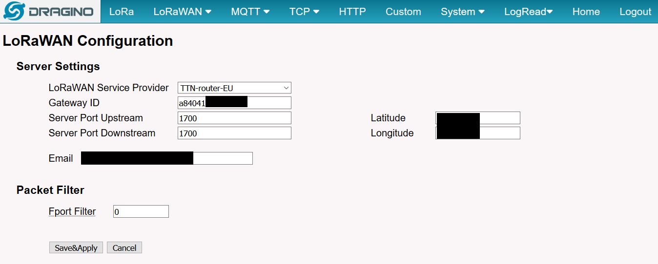 lorawan config