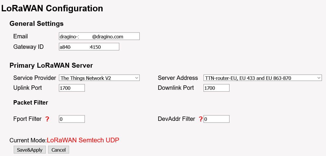 Router-Console Gateway ID Dragino LPS8