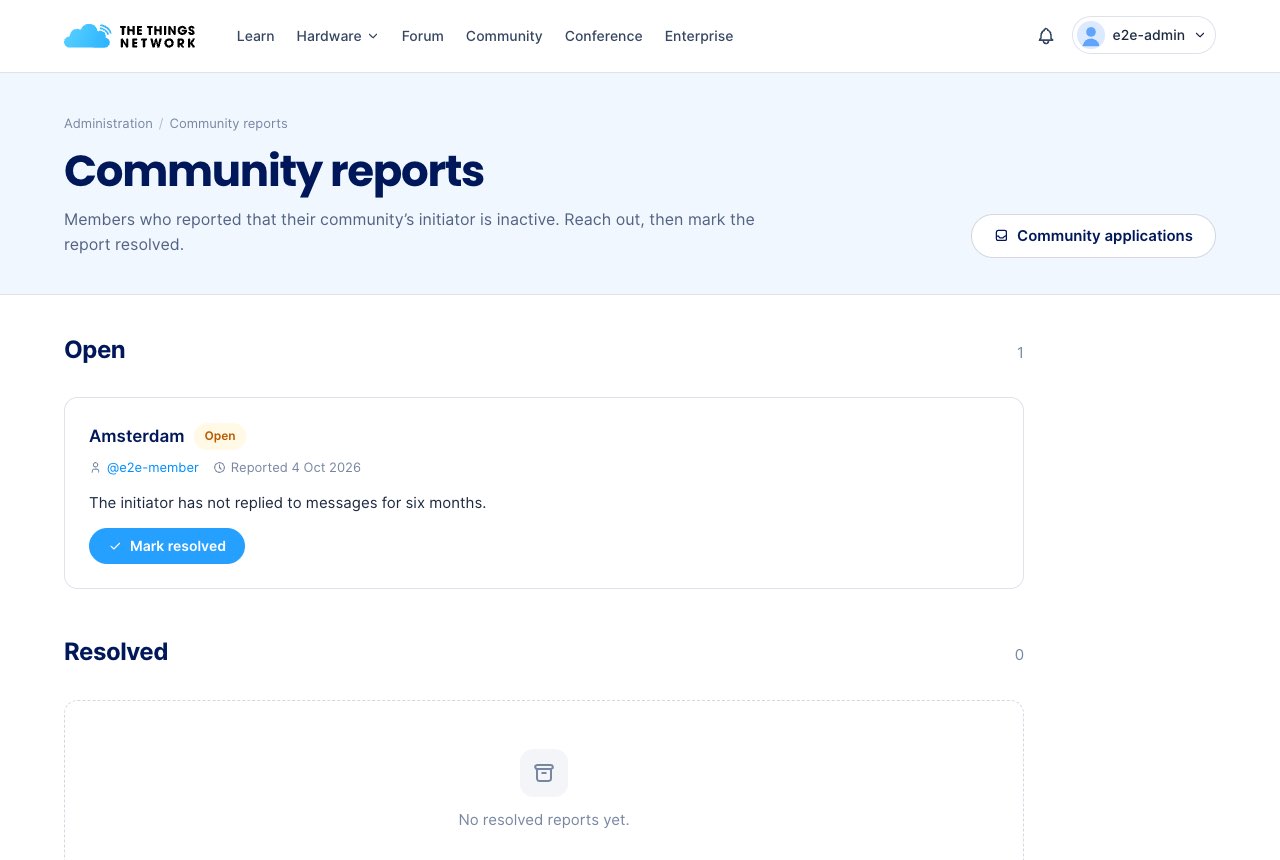 Community reports with one open report