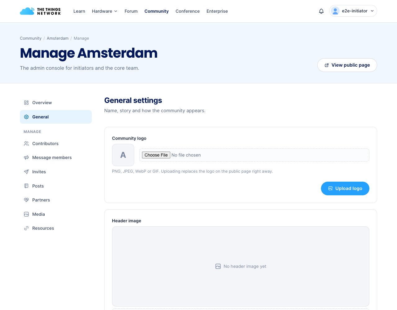 Admin console General settings