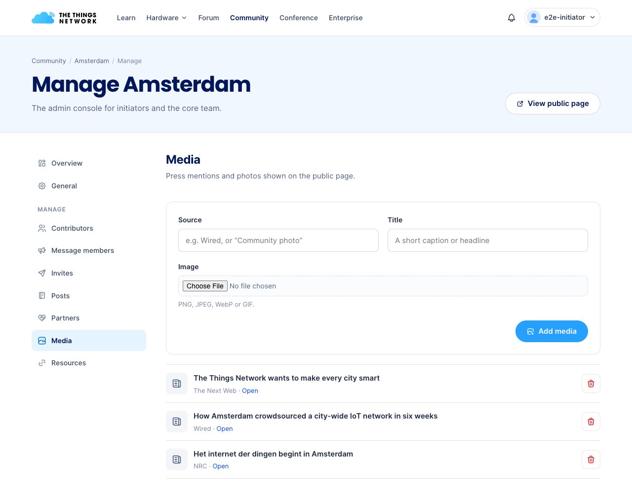 Admin console Media