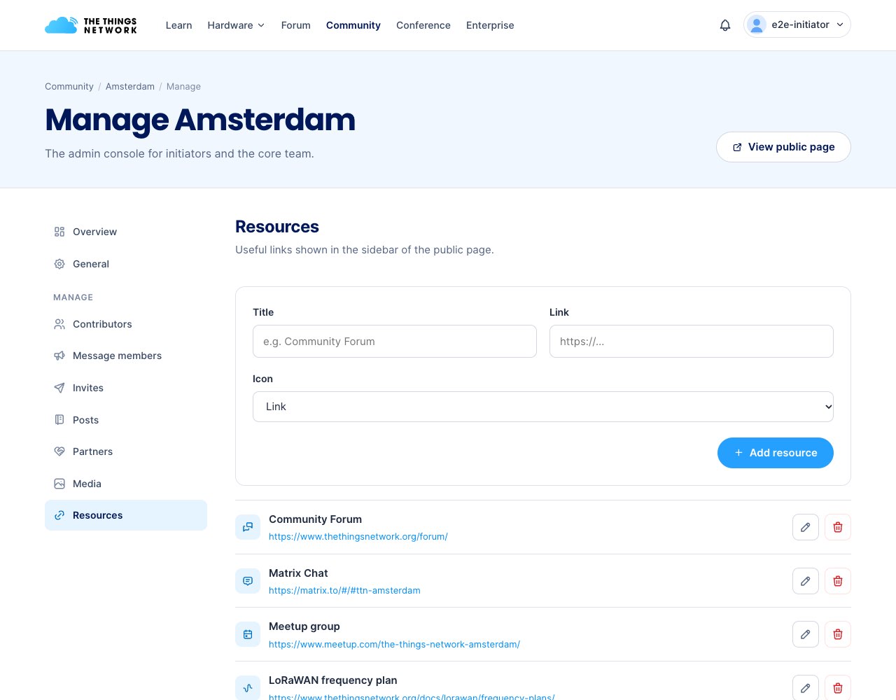 Admin console Resources
