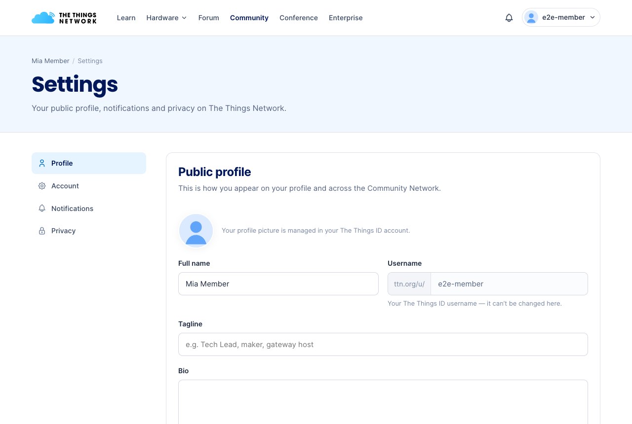 Settings, Profile section
