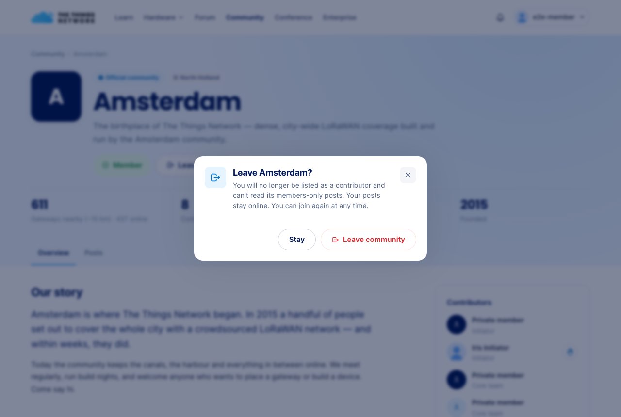 Leave Amsterdam? confirmation with Stay and Leave community
