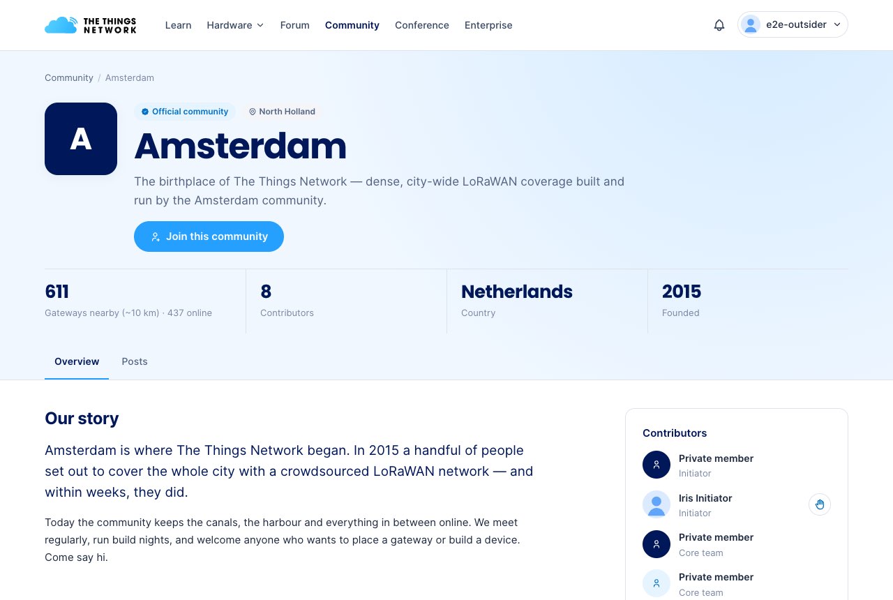 Community page with the Join this community button