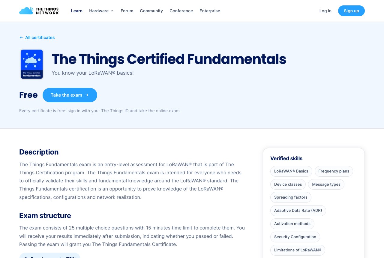 Certificate information page