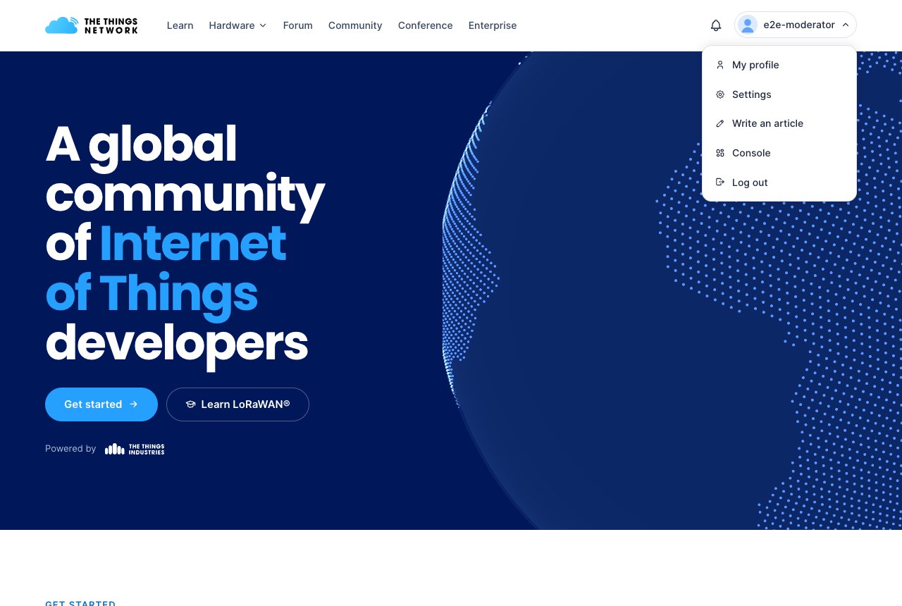 Moderator account menu with Write an article